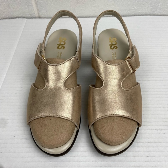 NEW‎ SAS Suntimer Leather Heeled Sandal-Narrow Size 8N in Lusso (Gold) Comfort - Picture 10 of 16